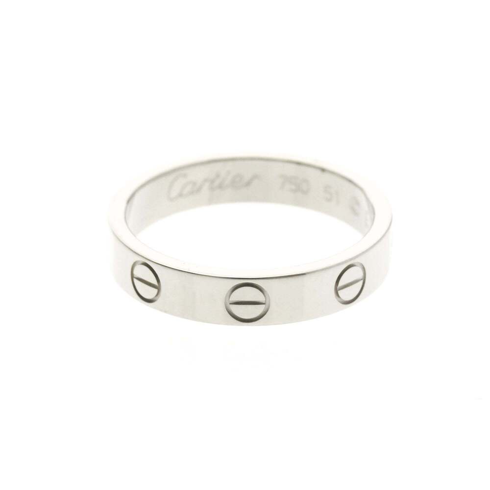 Cartier Mini Love Ring White Gold (18K) Fashion No Stone Band Ring Silver